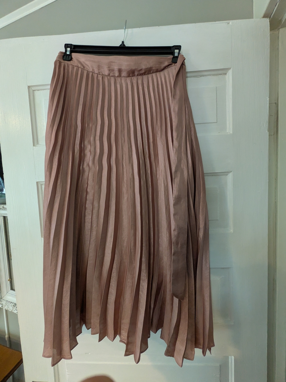 Anthropologie Maeve Dusty Rose Asymmetrical Pleated Midi Skirt - Picture 16 of 16